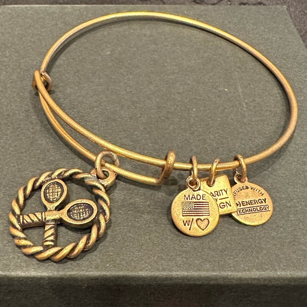 Alex and Ani Gold Tone Tennis Charm Expandable Bracelet